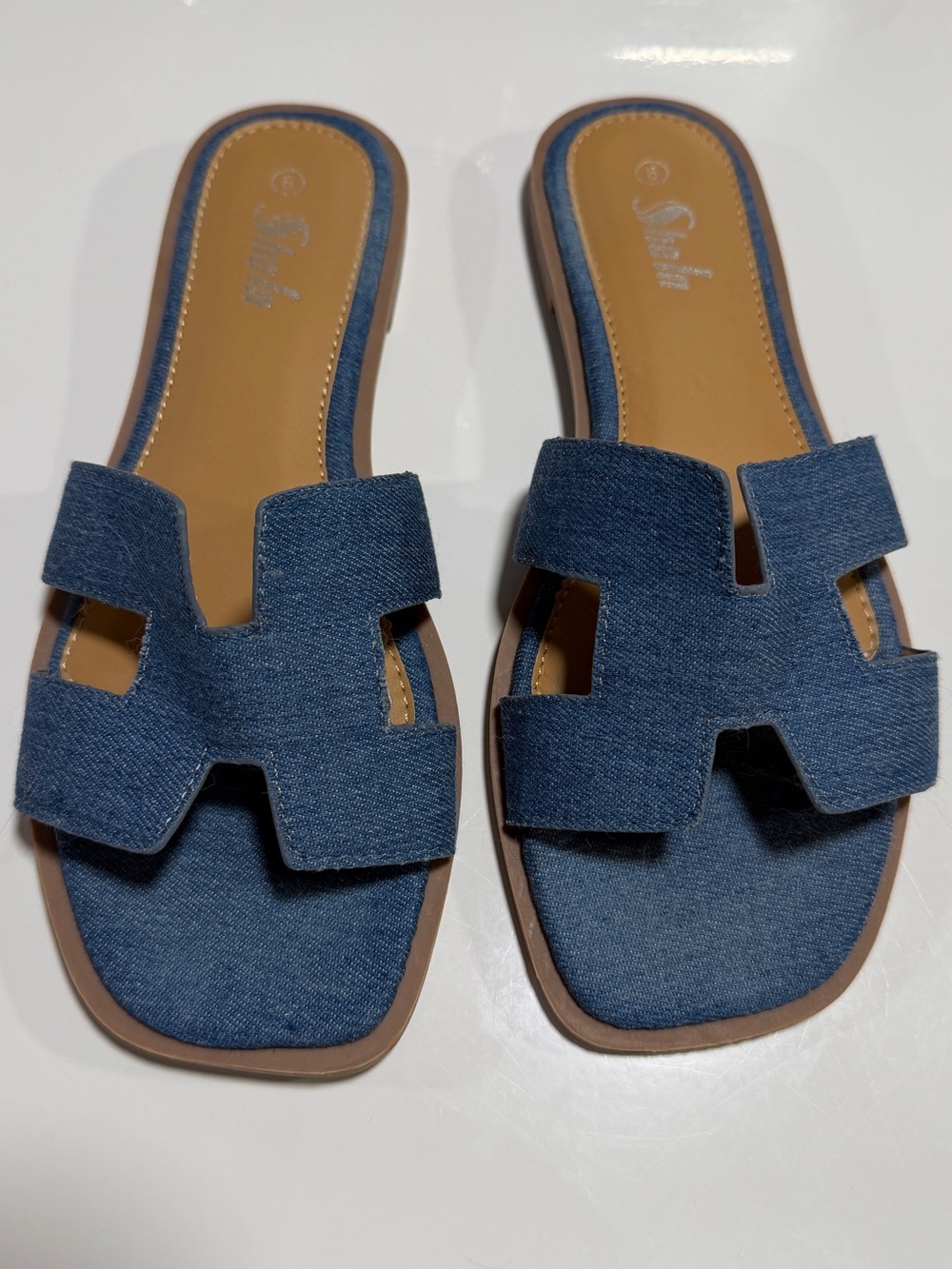 SHEIN Denim Blue Slide Sandals for Women